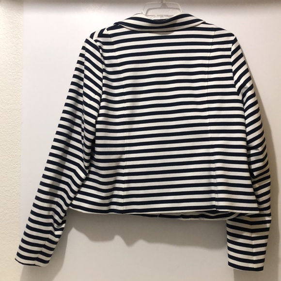 Lane Bryant Jacket Women 14 Sailor Collar Striped Full Zip Slash Pockets Navy Yt - Picture 7 of 8